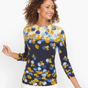 Talbots, 100% Cashmere, Audrey Sweater - Placed Floral, SMALL